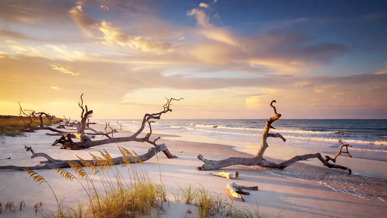Edisto Beach coastline in the ACE Basin, South Carolina